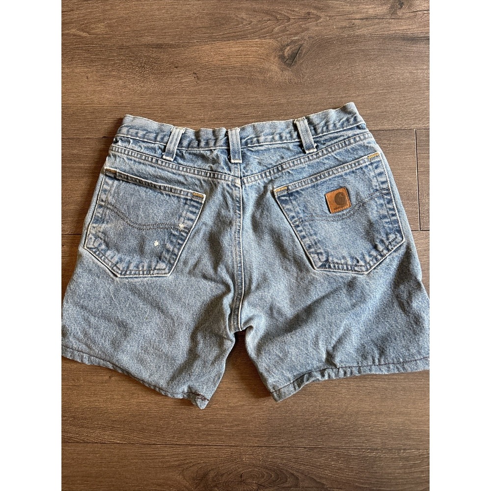 Vintage Carhartt Light Blue Denim High Waisted Bermuda Denim Shorts Women's